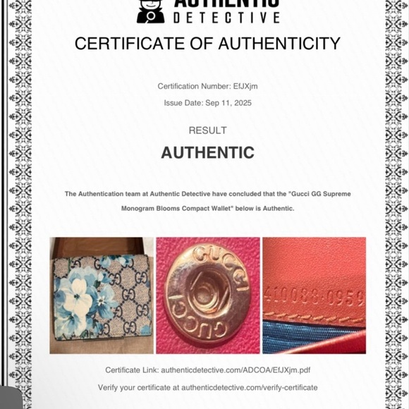 Gucci Coated GG Supreme Blooms Compact Wallet - Authentic - Picture 15 of 15